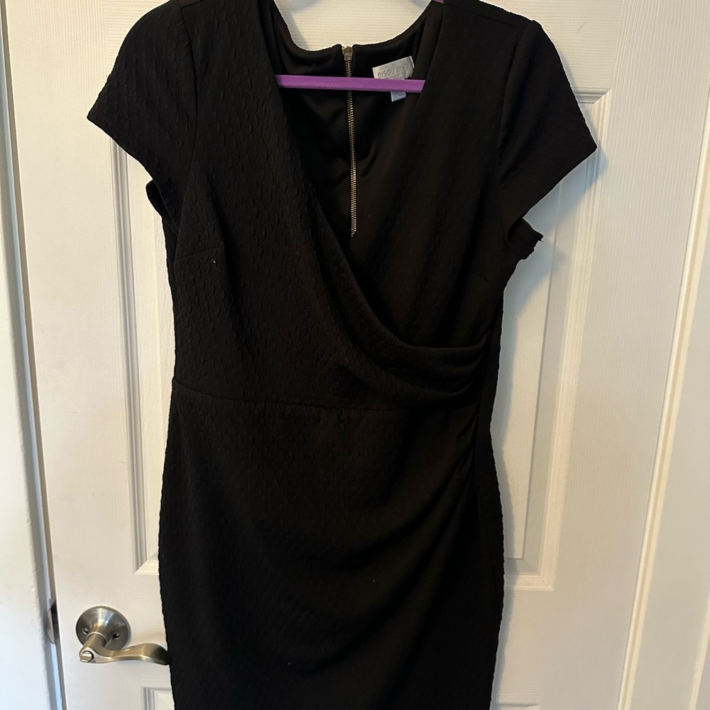 Bisou Bisou Black business casual V-Neck Sheath Dress